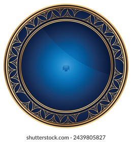Golden circle frame text box with gold award ribbon icon anniversary badge