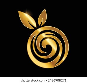 Golden Circle Fruit Logo Design Concept, gold fruit 