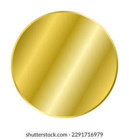 Golden circle. Gold coin isolated on white. Vector button