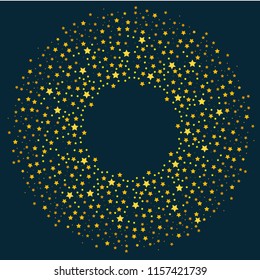 Golden circle halftone vector on dark background, abstract scattered points