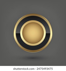 The golden circle has a smooth gradient. with the center being slightly lighter. giving it a realistic in three-dimensional appearance. vector design in illustration.