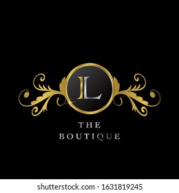 Golden Circle L Logo Luxury Boutique vector design concept.