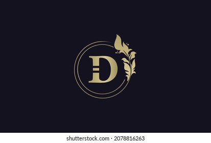 Golden circle leaf and creative art, symbol, logo design with D letters for professional brand and business