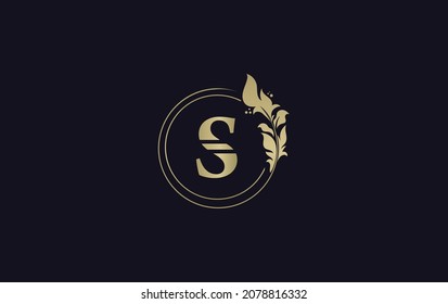 Goldener Kreis Blatt und kreative Kunst, Symbol, Logo-Design mit S-Buchstaben für professionelle Marken und Unternehmen