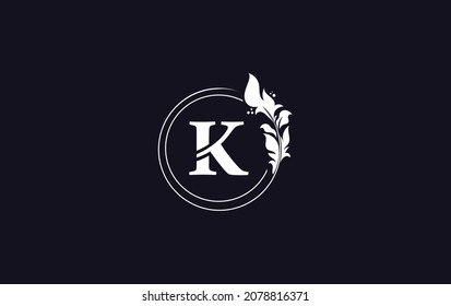 Hoja de círculo dorado y arte creativo, símbolo, diseño de logotipo con letras K para marca profesional y negocio