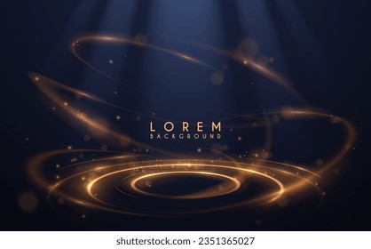 Golden circle light effect on black background