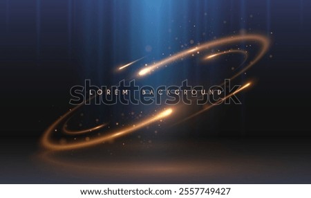 Golden circle light motion effect with blue rays