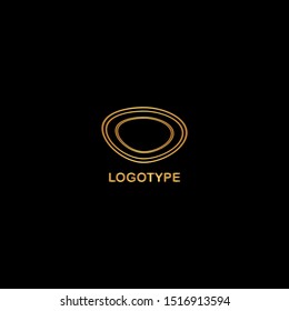 Golden circle line abstract techno logo icon