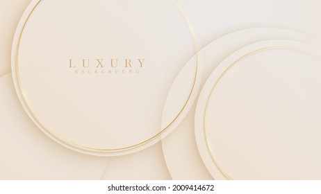 Golden circle lines luxury sparkling on cream pastel color background, Illustration from vector about modern template design that feels precious and expensive.