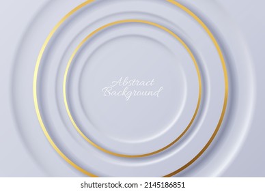Golden circle lines on a light background.Geometric background from light circles with light and shadow.