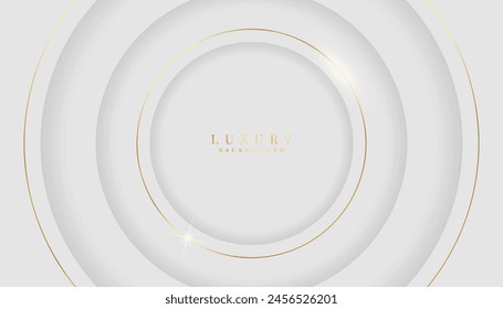 Golden circle lines on white background. Luxury premium background.