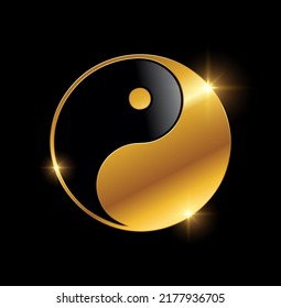 Golden Circle Logo Sign vector Art in black background with gold shine effect