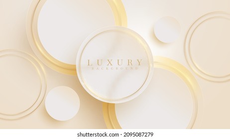 Golden circle luxury background with sparkle light glittering elements.