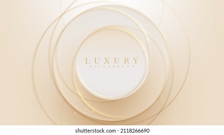 Golden circle luxury background with sparkle light glittering elements.