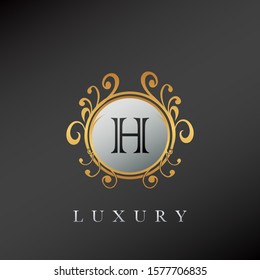 Golden Circle Luxury Letter H  logo. Elegant circle luxury logo with golden color design concept for initial, emblem, luxuries business, wedding service and more brand identity.