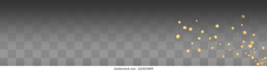 Golden Circle Modern Vector Transparent Panoramic Background. Bright Dust Illustration. Yellow Star Festive Design. Stars Paper Banner.