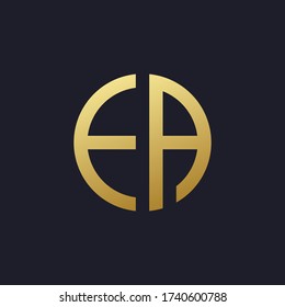 golden circle monogram letter EA logo