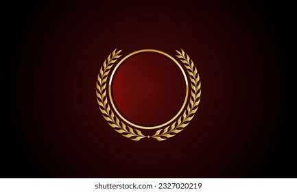 Círculo dorado a ambos lados de la rama sobre un fondo rojo oscuro. Ilustración vectorial.