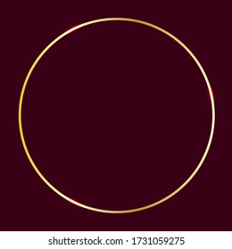 Golden circle on a burgundy background. Vector illustration. Stock Photo.