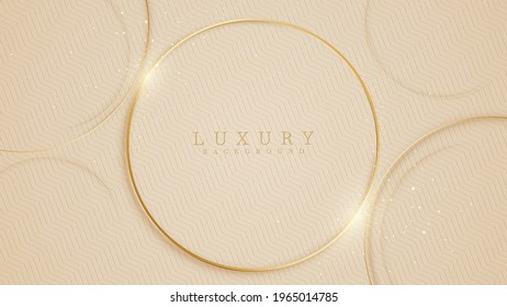Golden circle on cream background. Realistic luxury style. Vector illustration for design.