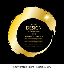 Golden circle painted with a brush, abstract background, Chinese or Japanese painting