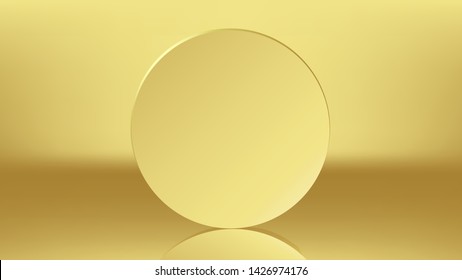 The golden circle picture frame on the gold background in large web page screen size ( vector )