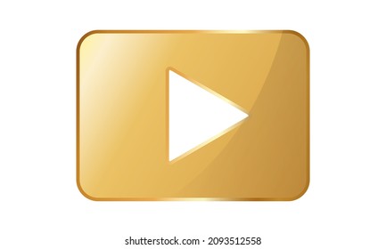 Golden Circle Play Button. Vector Sign 