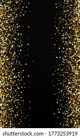 Golden Circle Rich Black Background. Art Splash Postcard. Gold Glow Golden Invitation. Polka Bridal Background.