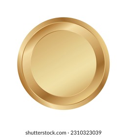 Golden circle ring vector. Realistic gold round disk