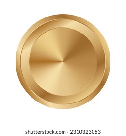 Golden circle ring vector. Realistic gold round disk