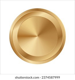 Golden circle ring vector. Realistic gold round disk
