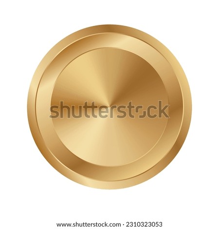 Golden circle ring vector. Realistic gold round disk