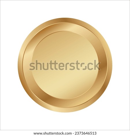 Golden circle ring vector. Realistic gold round disk