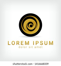 golden circle rose vector logo design template, beauty icon, curve floral abstract sign, vector illustration