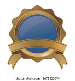 golden circle seal stamp with ribbon vector illustration design