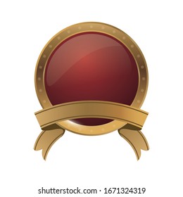 golden circle seal stamp with ribbon vector illustration design