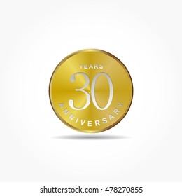 golden circle with silver number anniversary logo vector