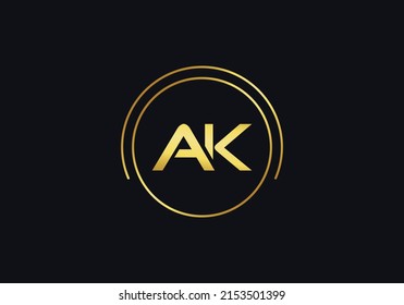 Golden circle and simple flat logo design vector with the letters and alphabets