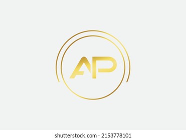 Golden circle and simple flat logo design vector with the letters and alphabets