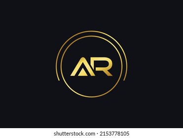 Golden circle and simple flat logo design vector with the letters and alphabets