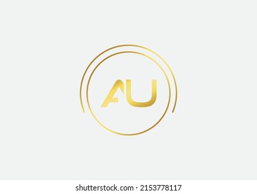 Golden circle and simple flat logo design vector with the letters and alphabets