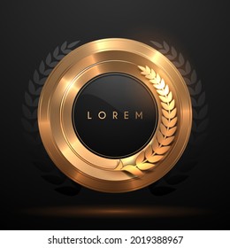 Golden circle template with laurel wreath