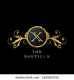 Golden Circle X Logo Luxury Boutique vector design concept.