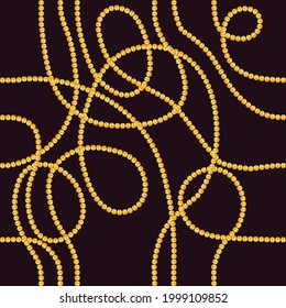 Goldene Kreise ketten nahtlose Muster auf dunklem Hintergrund. Design-Element für Textilien, Gewebe, Tapeten, Scrapbooking oder etc. Vektorgrafik.