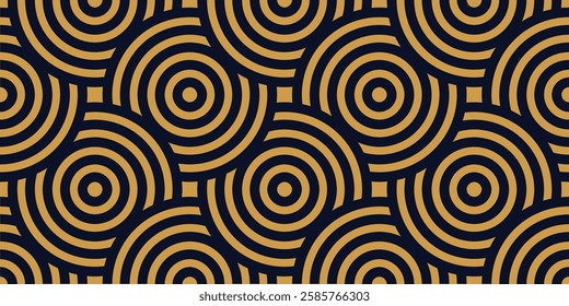 Golden circles formation of sea wave mandala and fabric printing