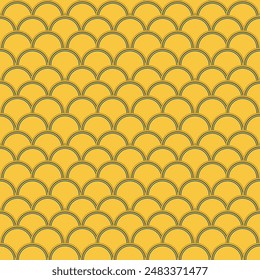 Golden Circles Pattern. Seamless Oriental Design for Lunar New Year. Traditional Asian Elegance in Modern Geometric Texture. Vintage Retro Background for Premium Decorative Design.