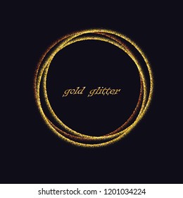 Golden circles and rings. Decoration design element of gold foil gilding texture. Festive background for New Year and Christmas cards ornaments.