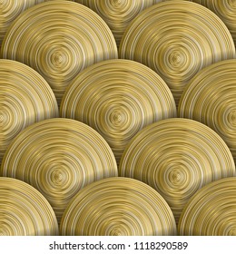 Golden circles seamless pattern.