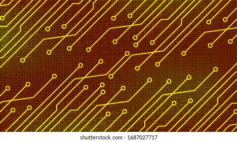 Golden Circuit Microchip on Technology Background,Hi-tech Digital and security Concept design,Free Space For text in put,Vector illustration.