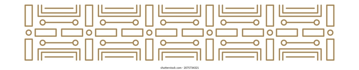 Golden circuit pattern. Abstract geometric line ornament
